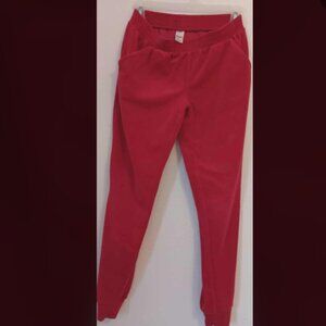 BONGO Velvet Red Velour Joggers Elastic Cuffs front pockets size S